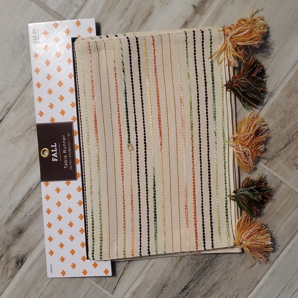 Fall Autumn Table Runner Neutral Beige Orange Brown Home Decor 13x72 inches